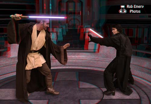 Jedi and Sith in lightsaber fight